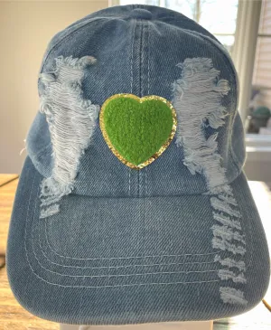 Distressed Denim Patch Hat