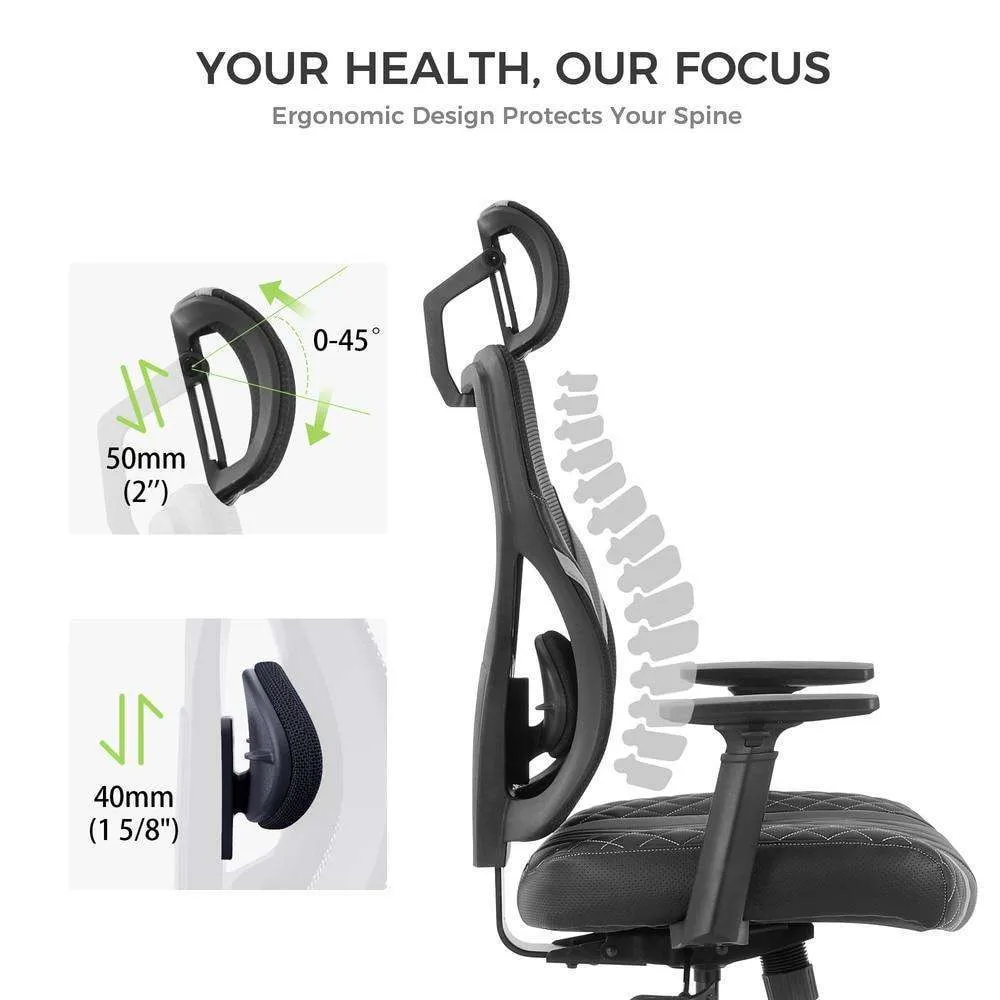 Eureka Ergonomic Home Office Video Gaming Chair, Headrest, Lumbar Support, ERK-ONEX-GE300-B/BB/BG/BP