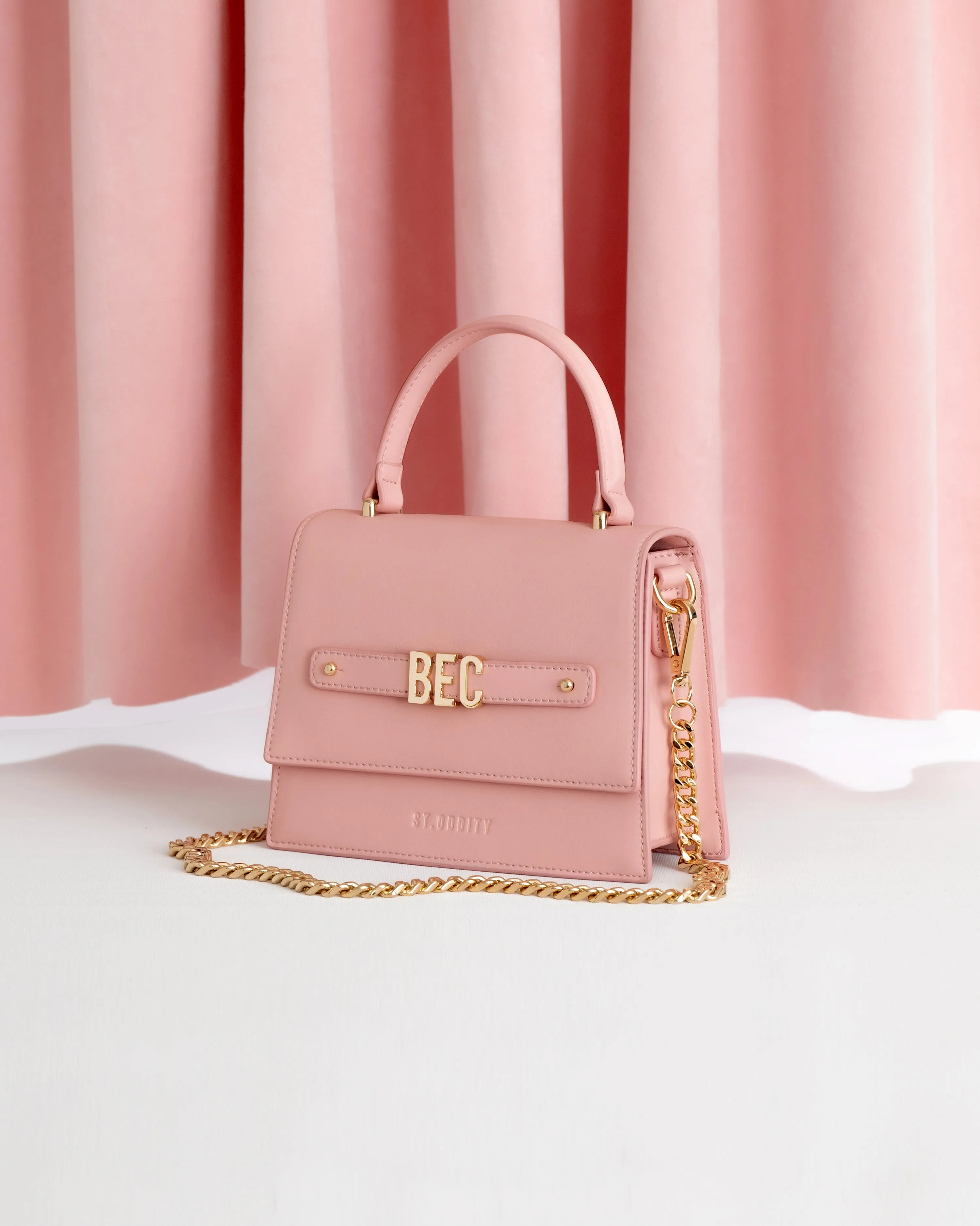 Evening Bag in Pink with Personalised Hardware