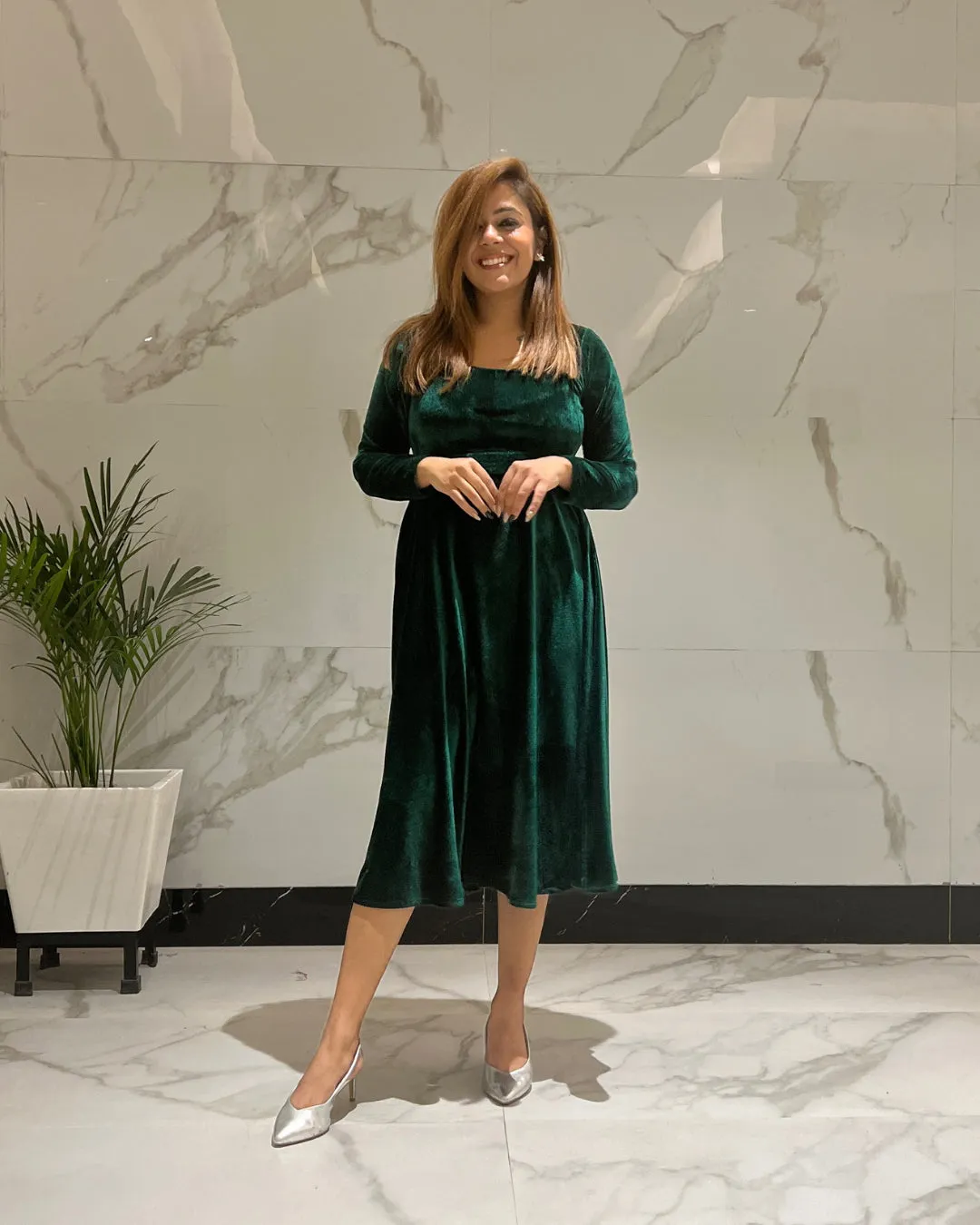 Evergreen Luxurious Velvet Dress