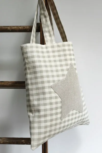 Evie Check Star Book Bag