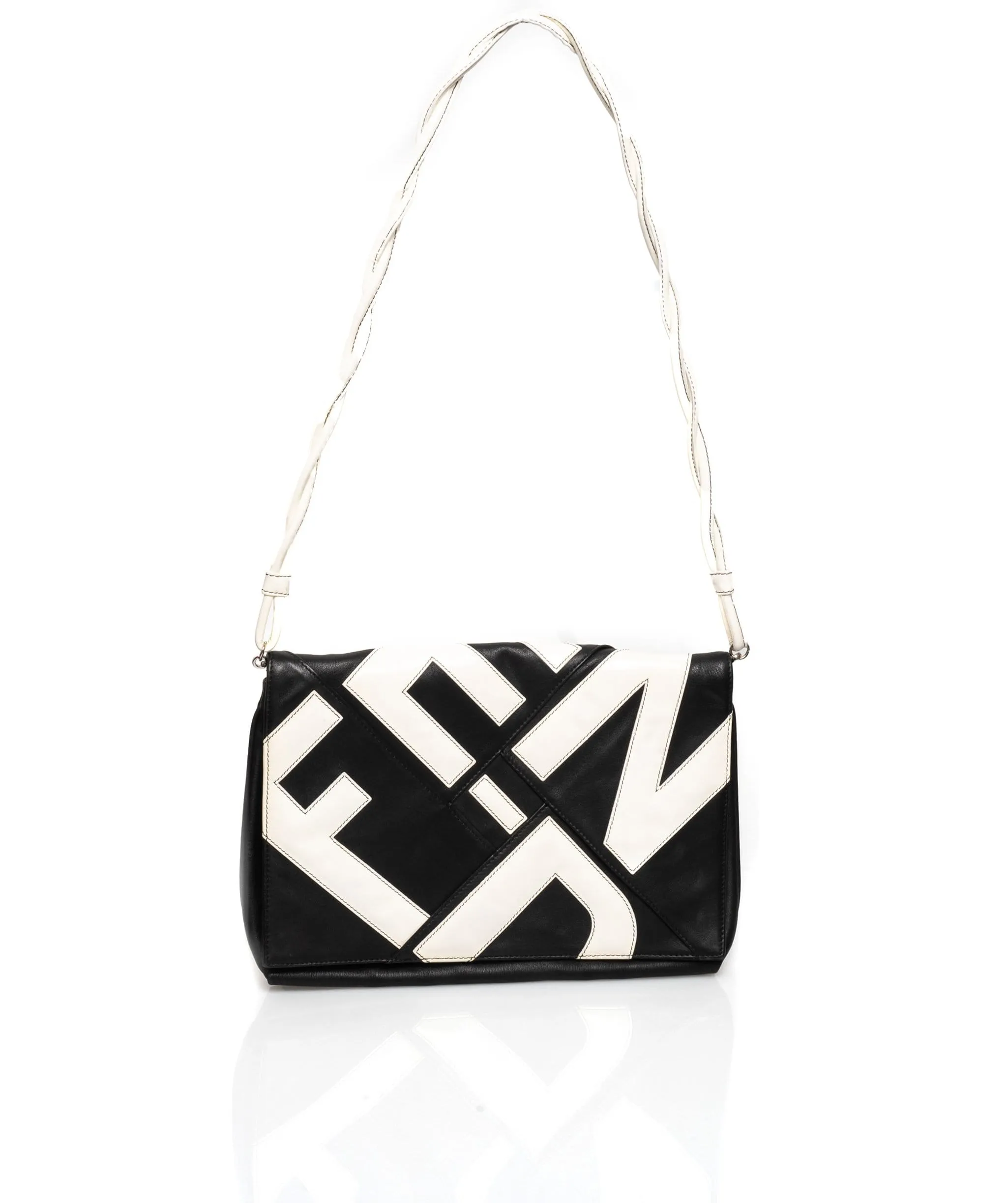 Fendi Black and White F Shoulder Bag - ADL1452