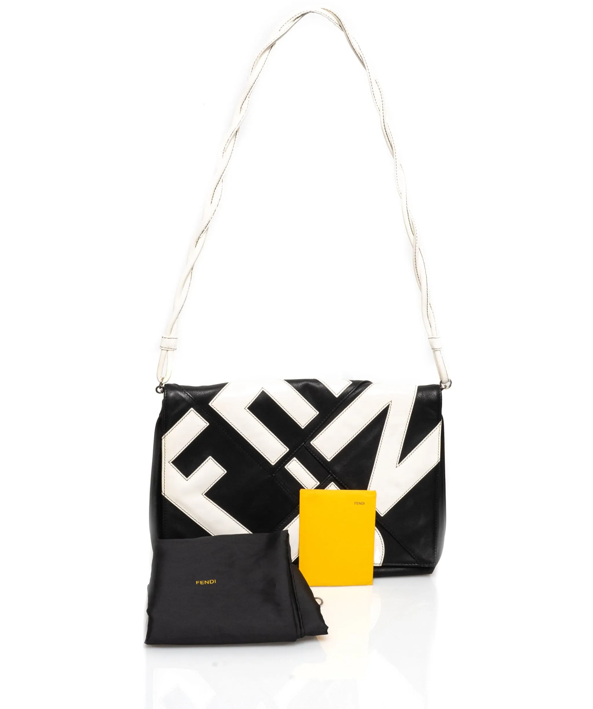 Fendi Black and White F Shoulder Bag - ADL1452