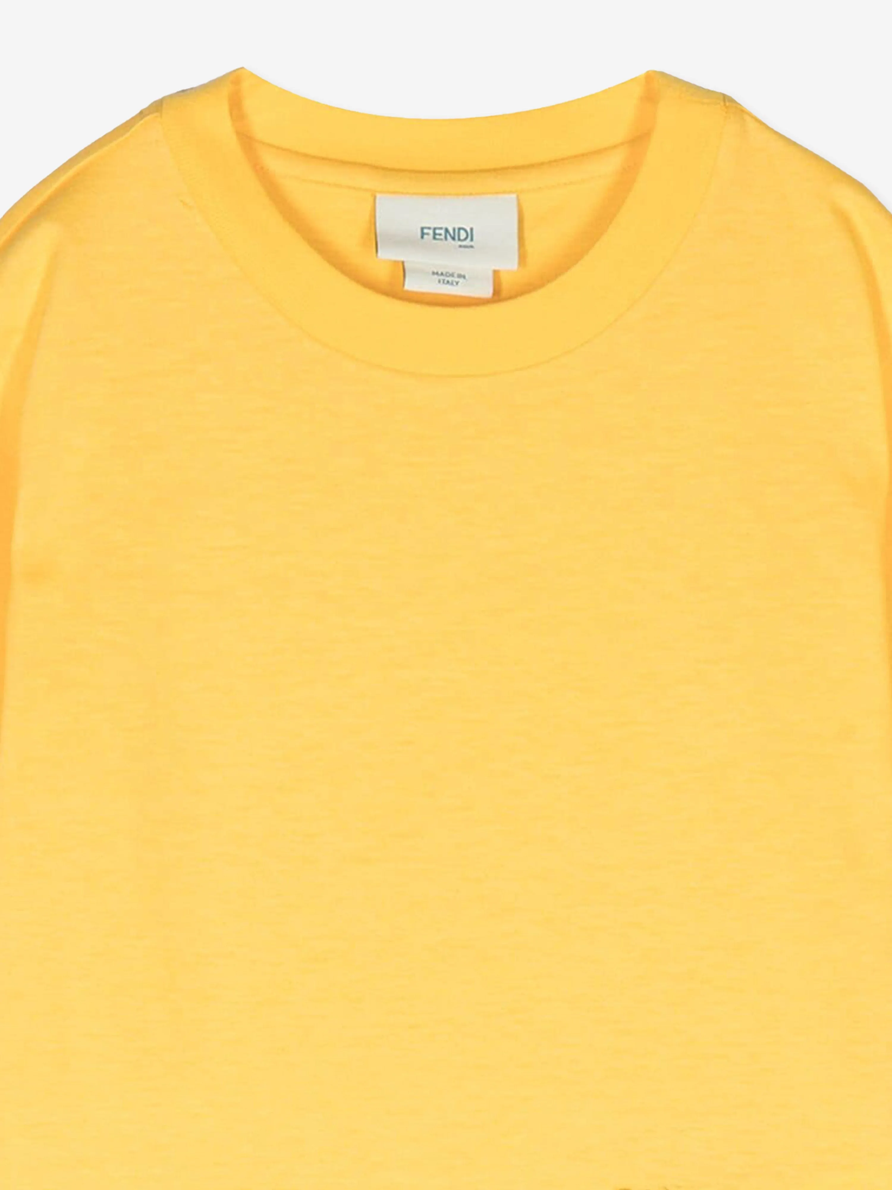Fendi Kids Logo T-Shirt in Yellow