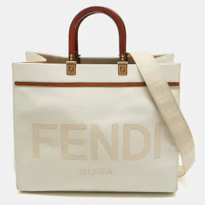 Fendi OffCanvas And Leather Medium Sunshine Tote