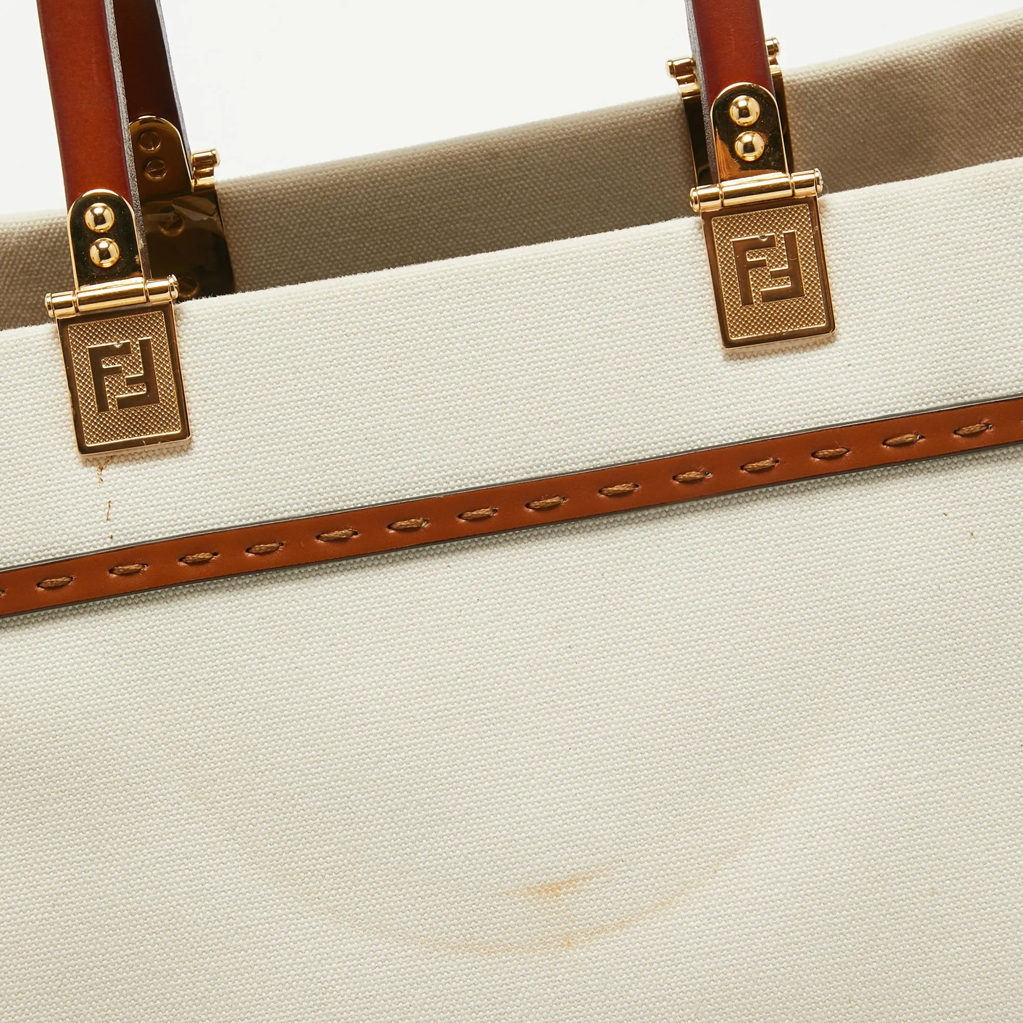 Fendi OffCanvas And Leather Medium Sunshine Tote