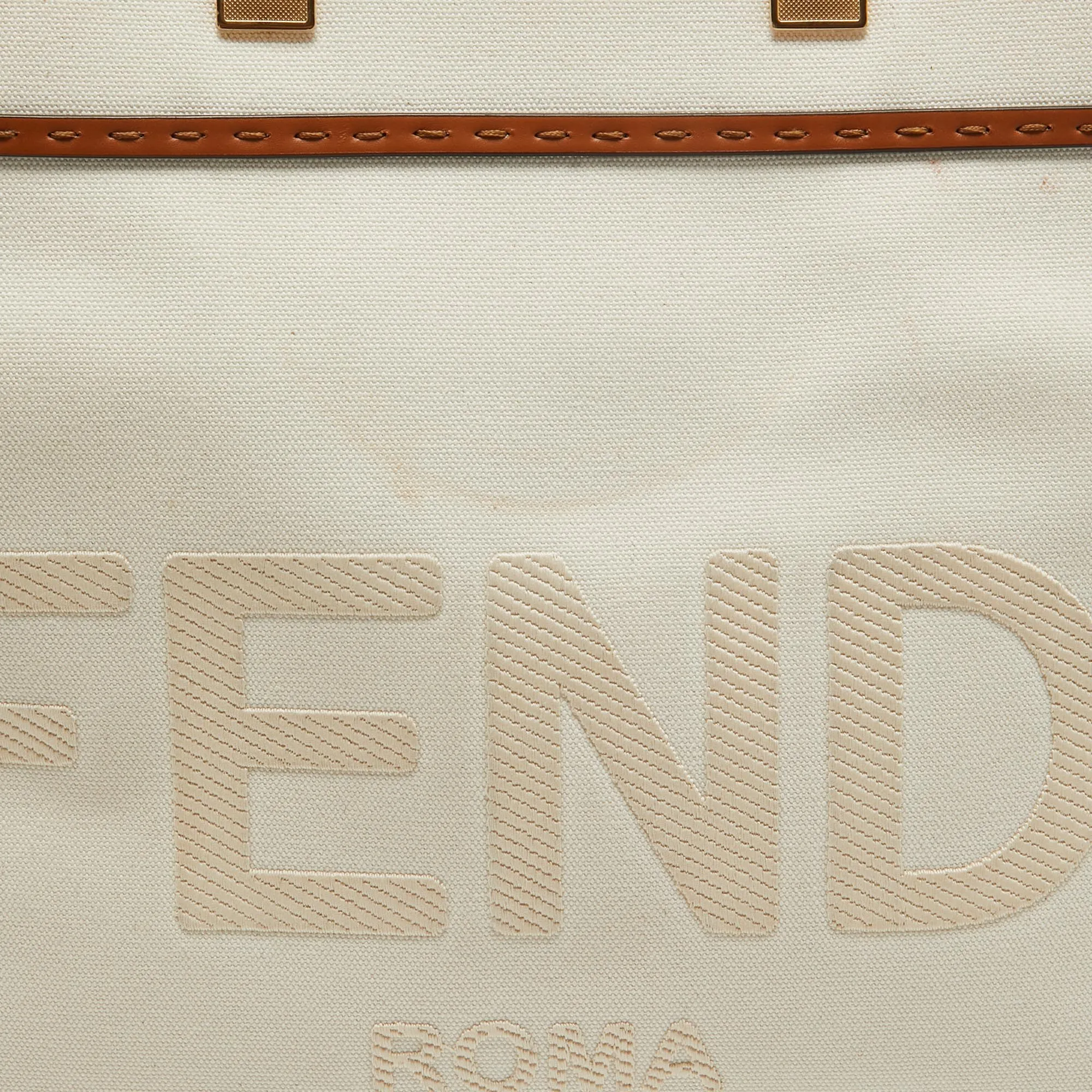 Fendi OffCanvas And Leather Medium Sunshine Tote