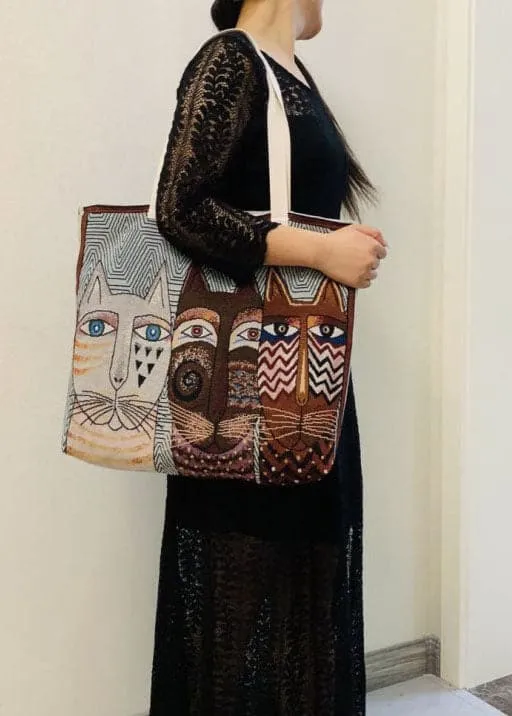 Fine Three kittens Canvas Tote Handbag