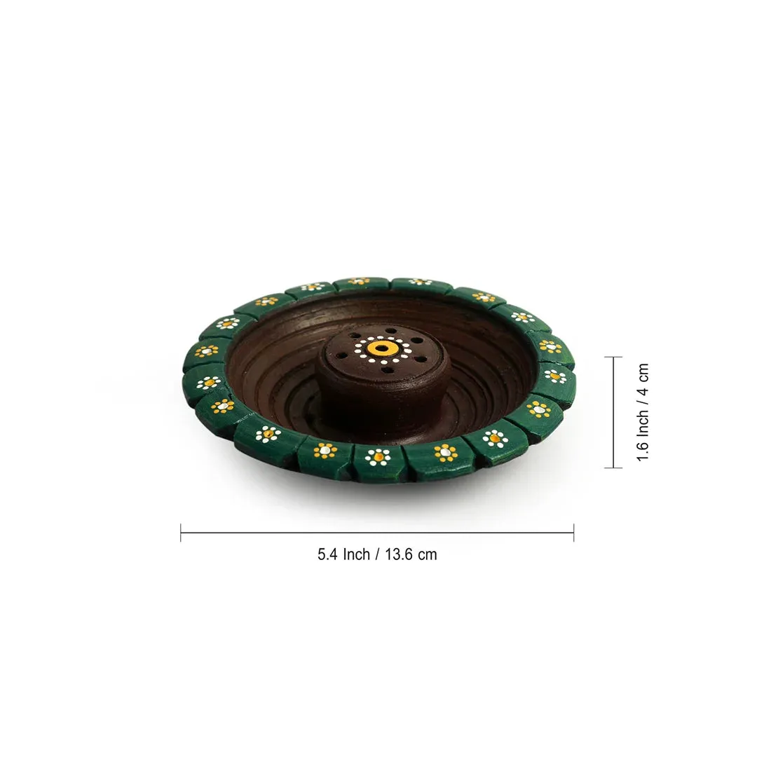 'Flower Garden' Hand-Painted Incense Stick Holder In Terracotta (7 Sticks Holder, 13.7 cm)