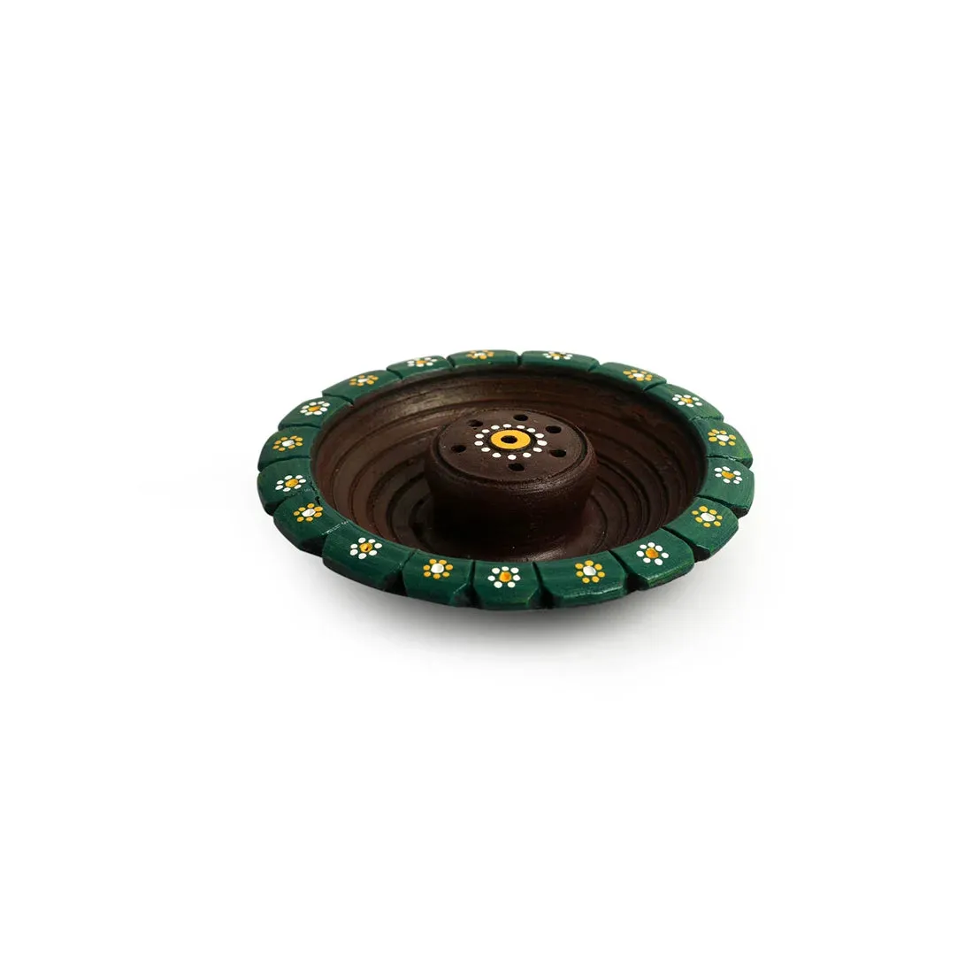 'Flower Garden' Hand-Painted Incense Stick Holder In Terracotta (7 Sticks Holder, 13.7 cm)
