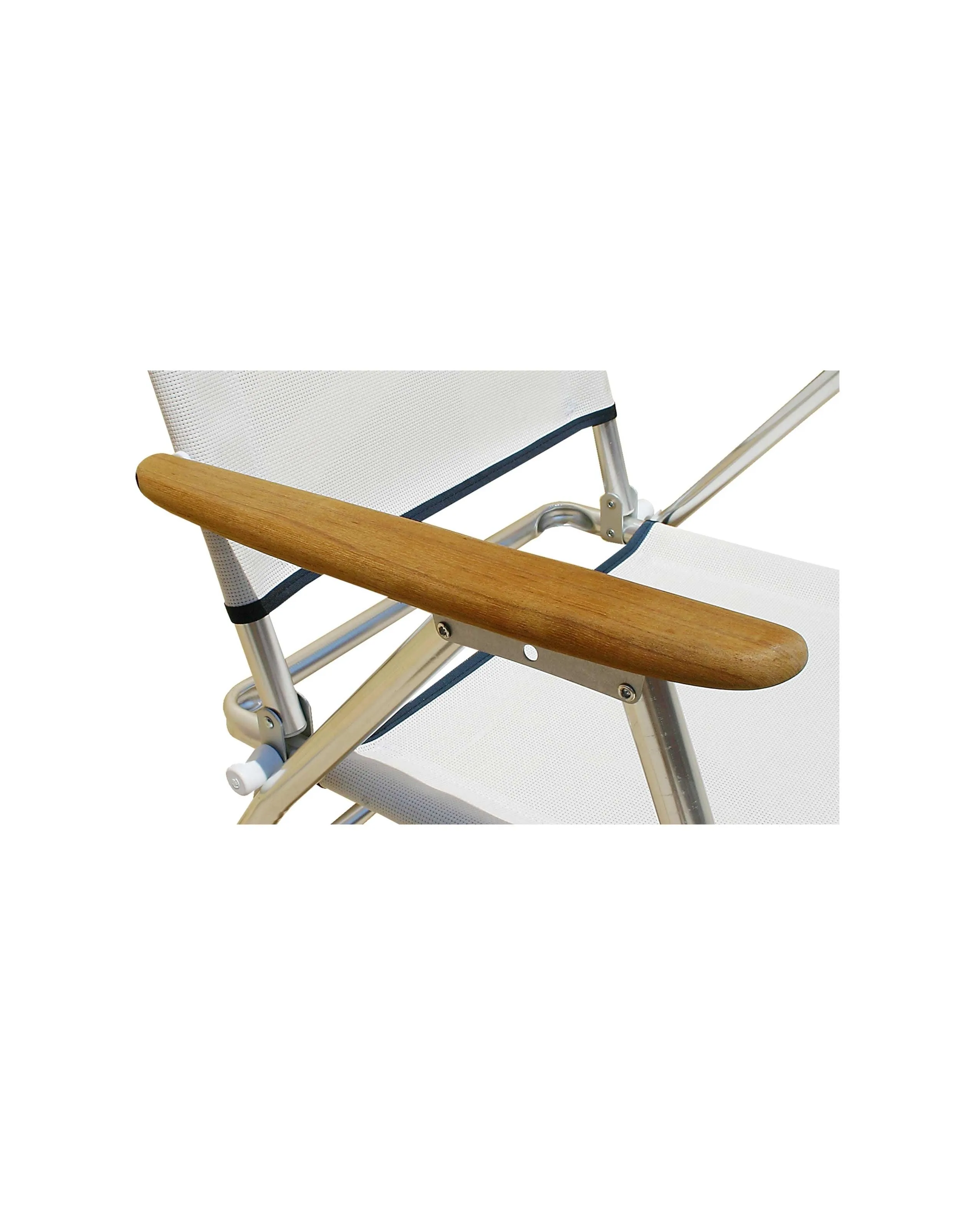 Folding Aluminum Beach Chair with Teak Armrests-Textilene Fabric -PA600T