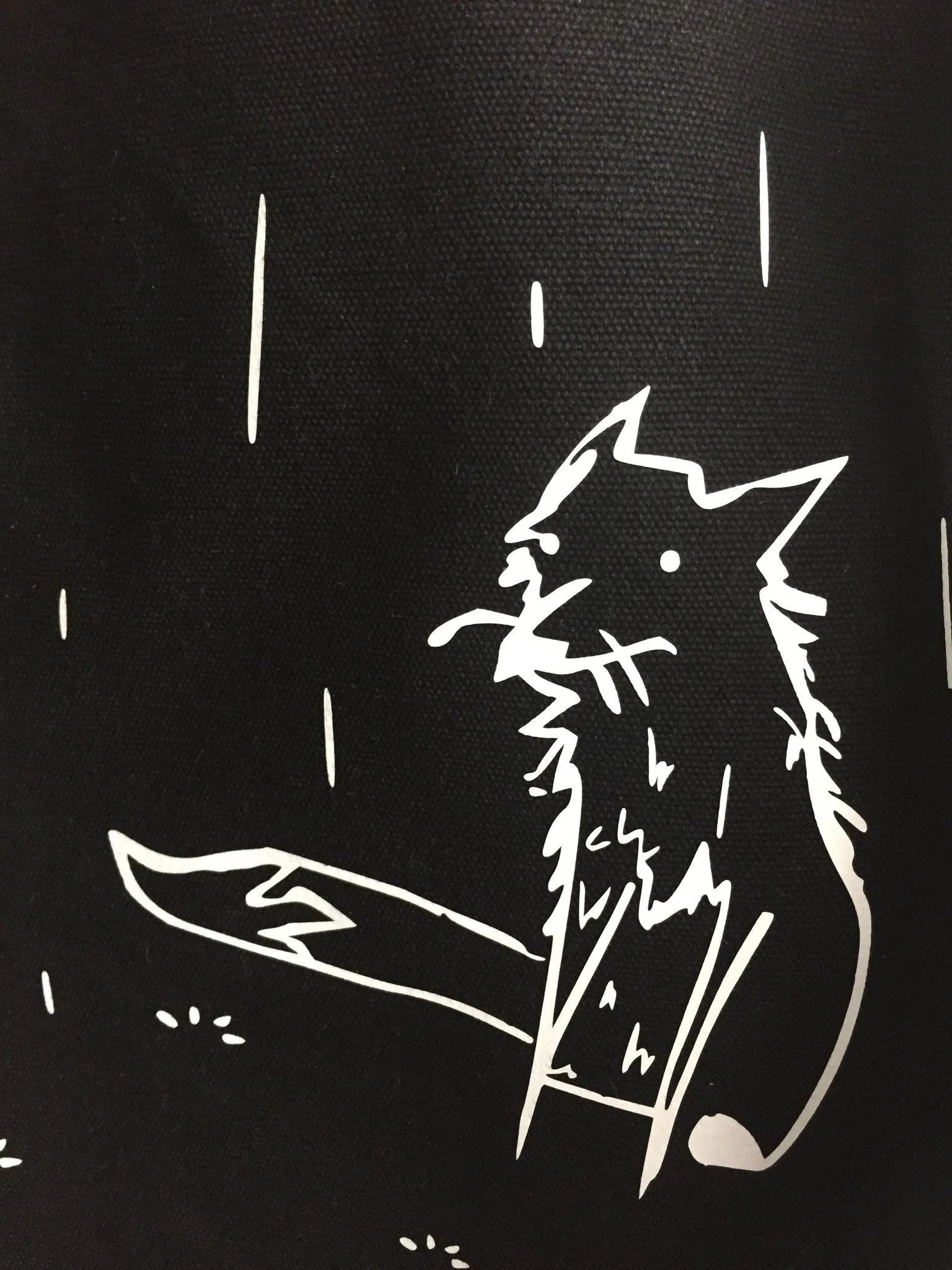 Fox in the rain canvas bag, black