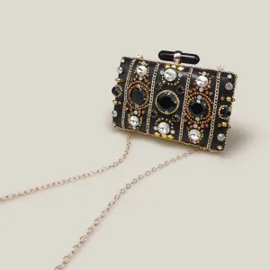 French Stylish Black Mini Women's Evening Clutch Bag