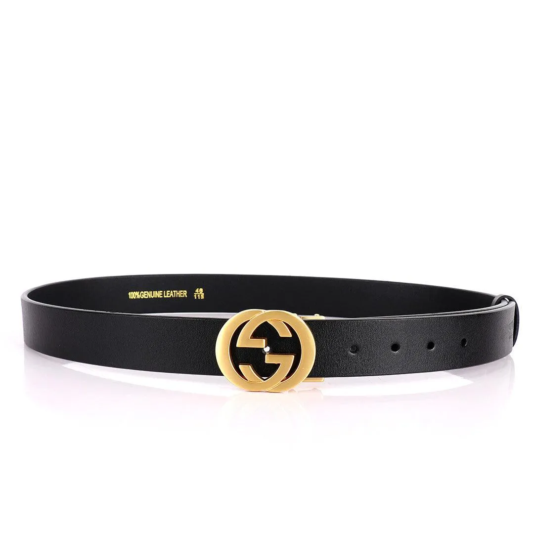 GC Gold Luxurious Men's Black Leather Belt