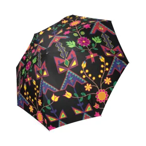 Geometric Floral Spring-Black Foldable Umbrella