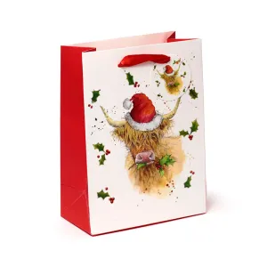 Gift Bag (Medium) - Jan Pashley Christmas Highland Coo  XGBAG117B