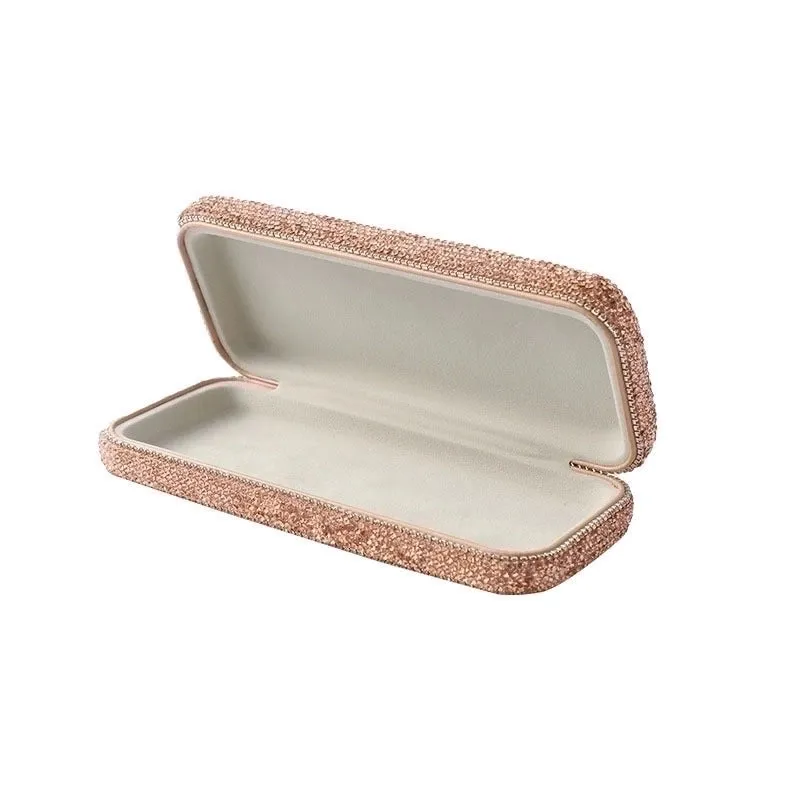 Glam Luxurious Solid Color Rhinestone Unisex Glasses Case