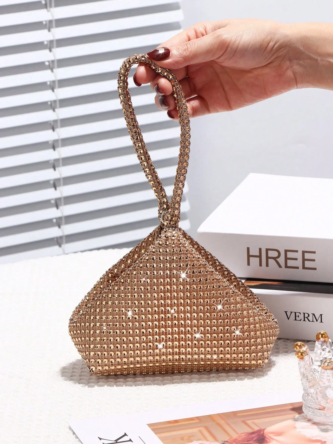 Glamorous Glitter Bling, Sequin, Luxury, Shiny Women's Mini Sparkling Rhinestone Clutch Bag