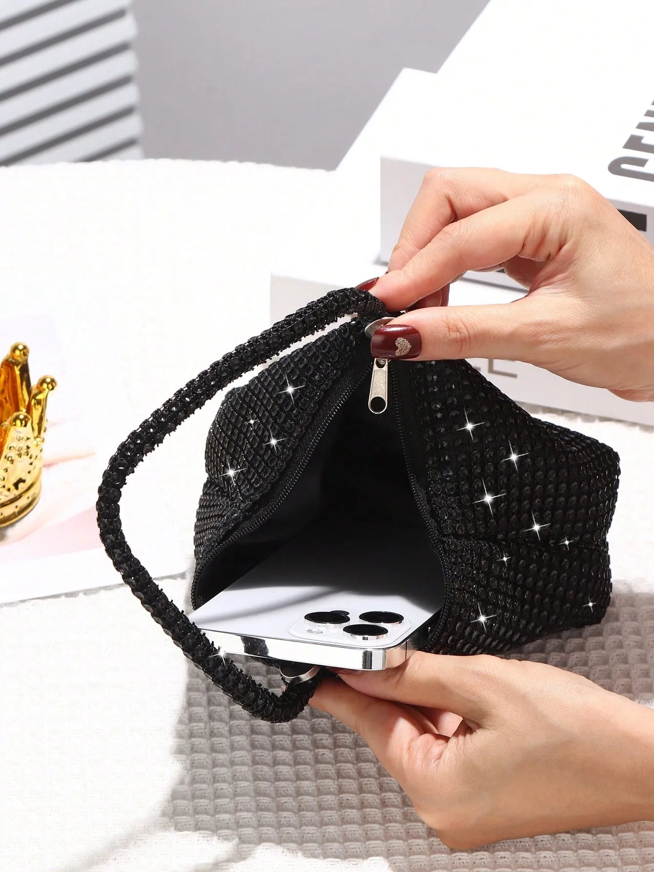 Glamorous Glitter Bling, Sequin, Luxury, Shiny Women's Mini Sparkling Rhinestone Clutch Bag