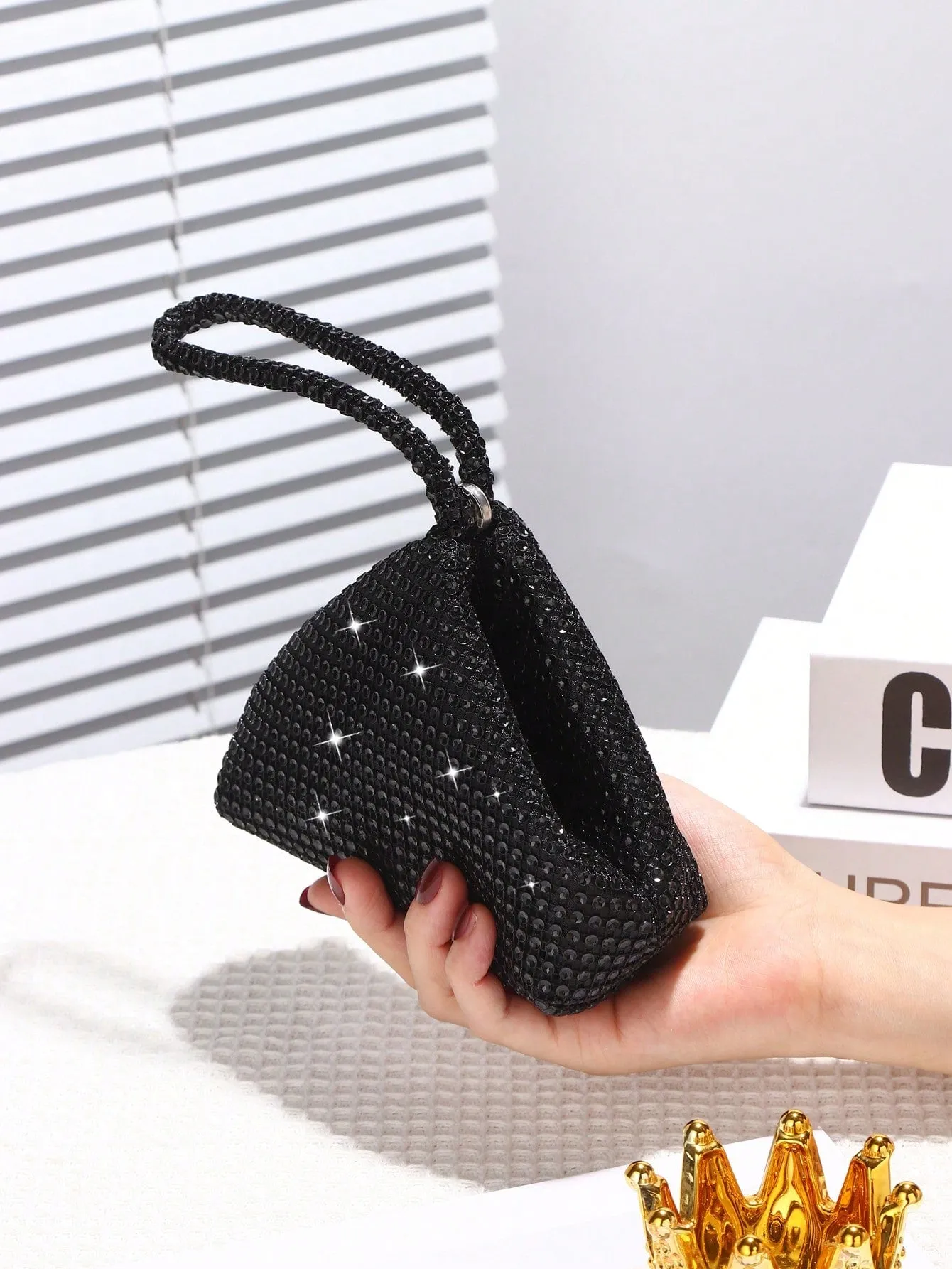 Glamorous Glitter Bling, Sequin, Luxury, Shiny Women's Mini Sparkling Rhinestone Clutch Bag