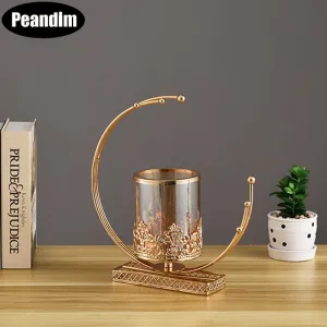Gold Glass Candle Holder Like A Lantern Can Be Used As A Candlestick Stand For Romantic Home Decoration Or Wedding Party