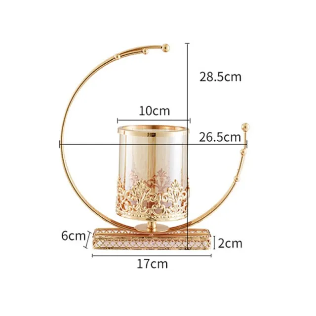 Gold Glass Candle Holder Like A Lantern Can Be Used As A Candlestick Stand For Romantic Home Decoration Or Wedding Party