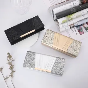 Grey Champagne Polyester Square Square Evening Bags