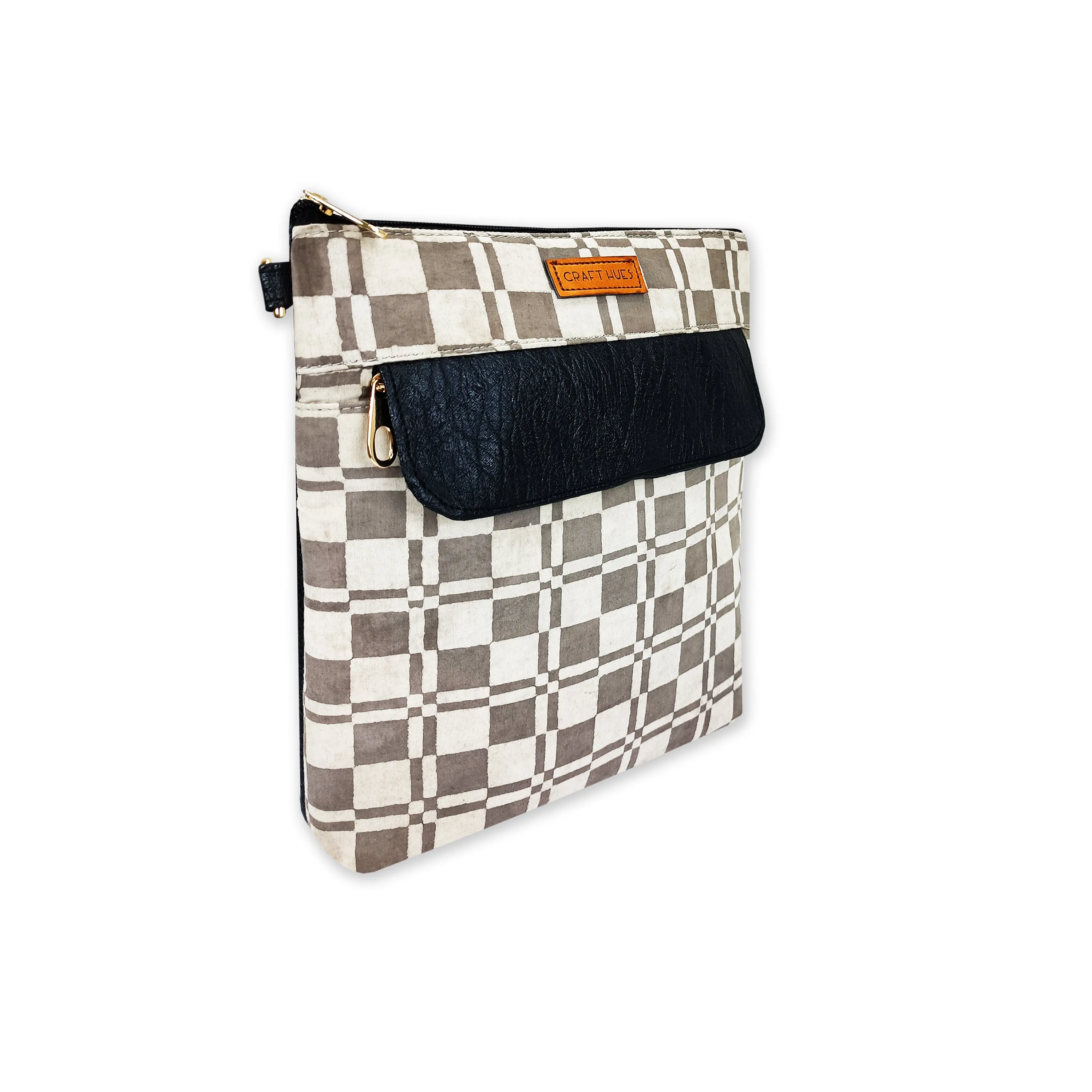 Grey Checks Messenger Bag