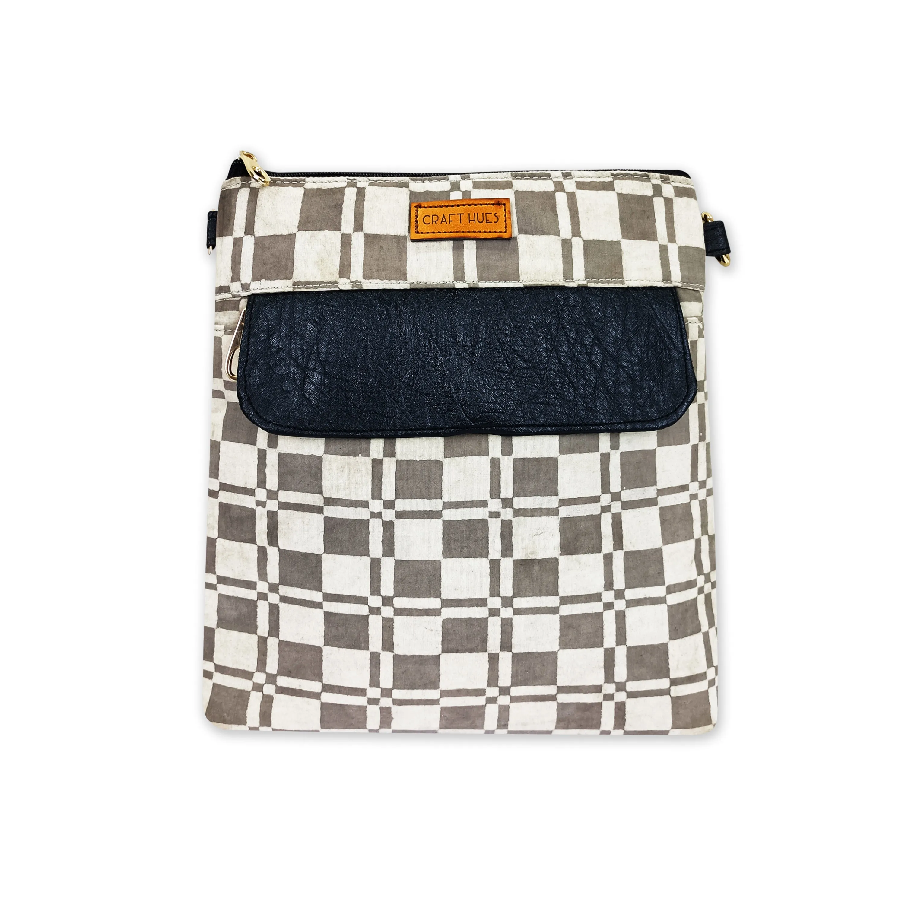 Grey Checks Messenger Bag