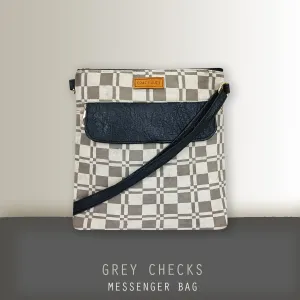 Grey Checks Messenger Bag