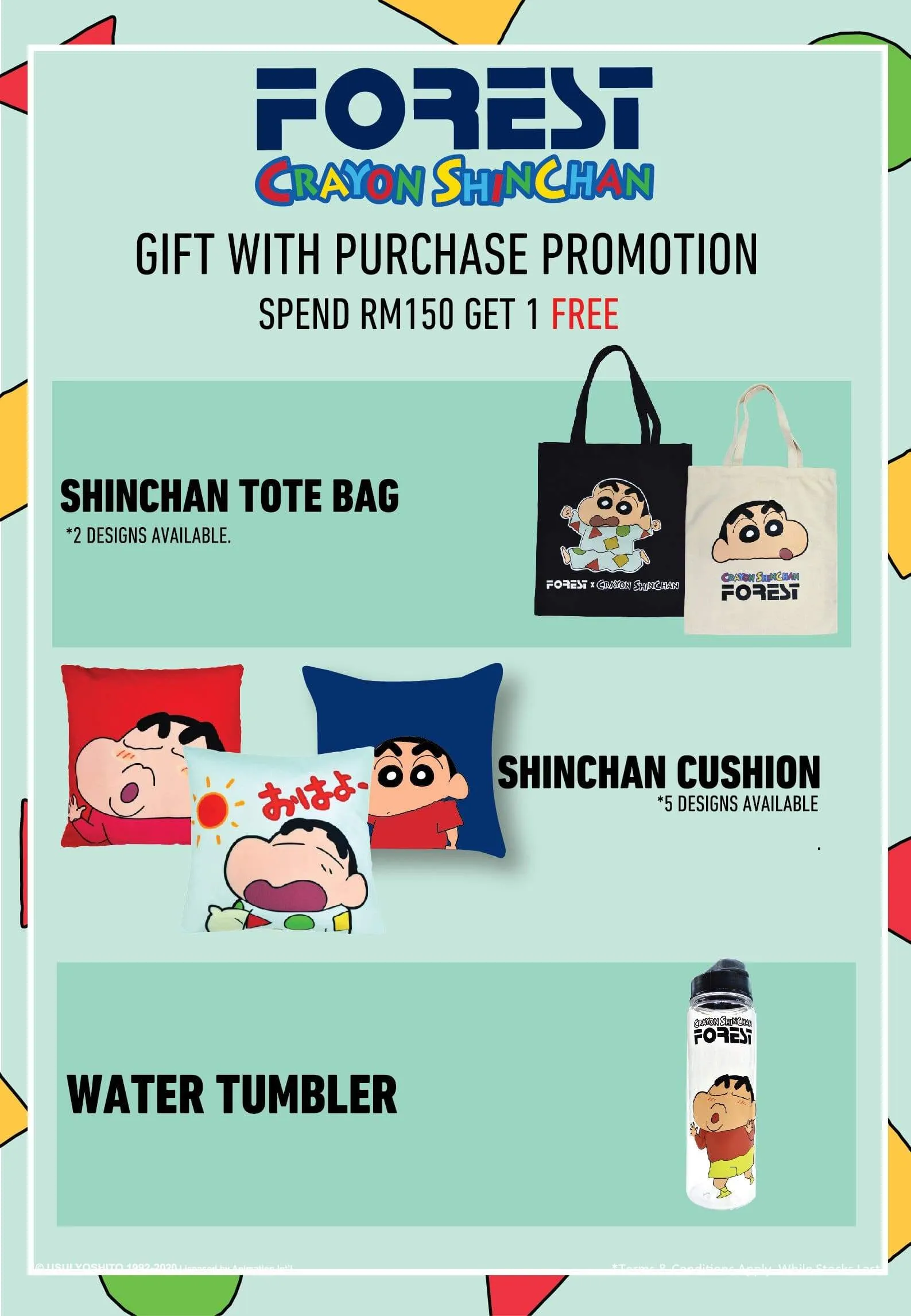 [GWP] Forest ShinChan Free Gift - Cushion / Tumble / Tote Bag / Mugs