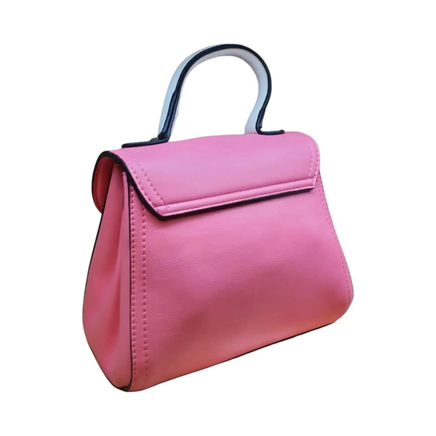 Handbag with White Handle and Buckle Accent