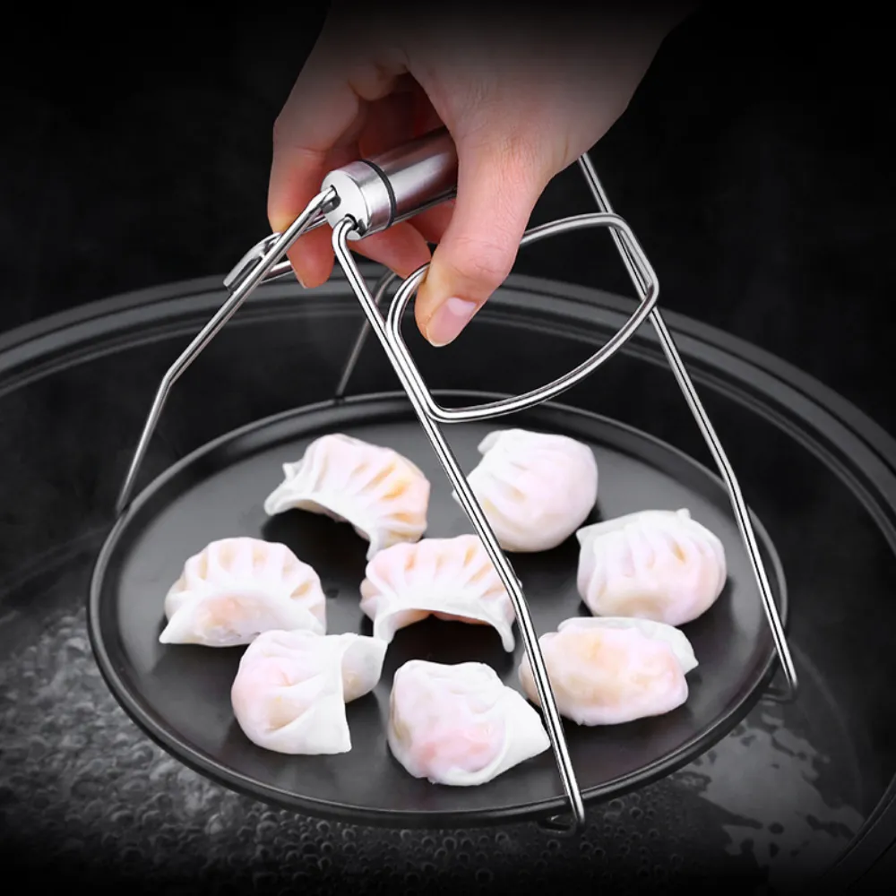 HippoMart Stainless Steel Foldable Hot Dish Gripper Tongs