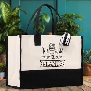 I'm a Sugga for Plants Canvas Tote Bag Plant Lovers Gift Plant Lady Tote Bag Gardener Mom Gift Gardening Tote Bag Botanical Gift for Mom