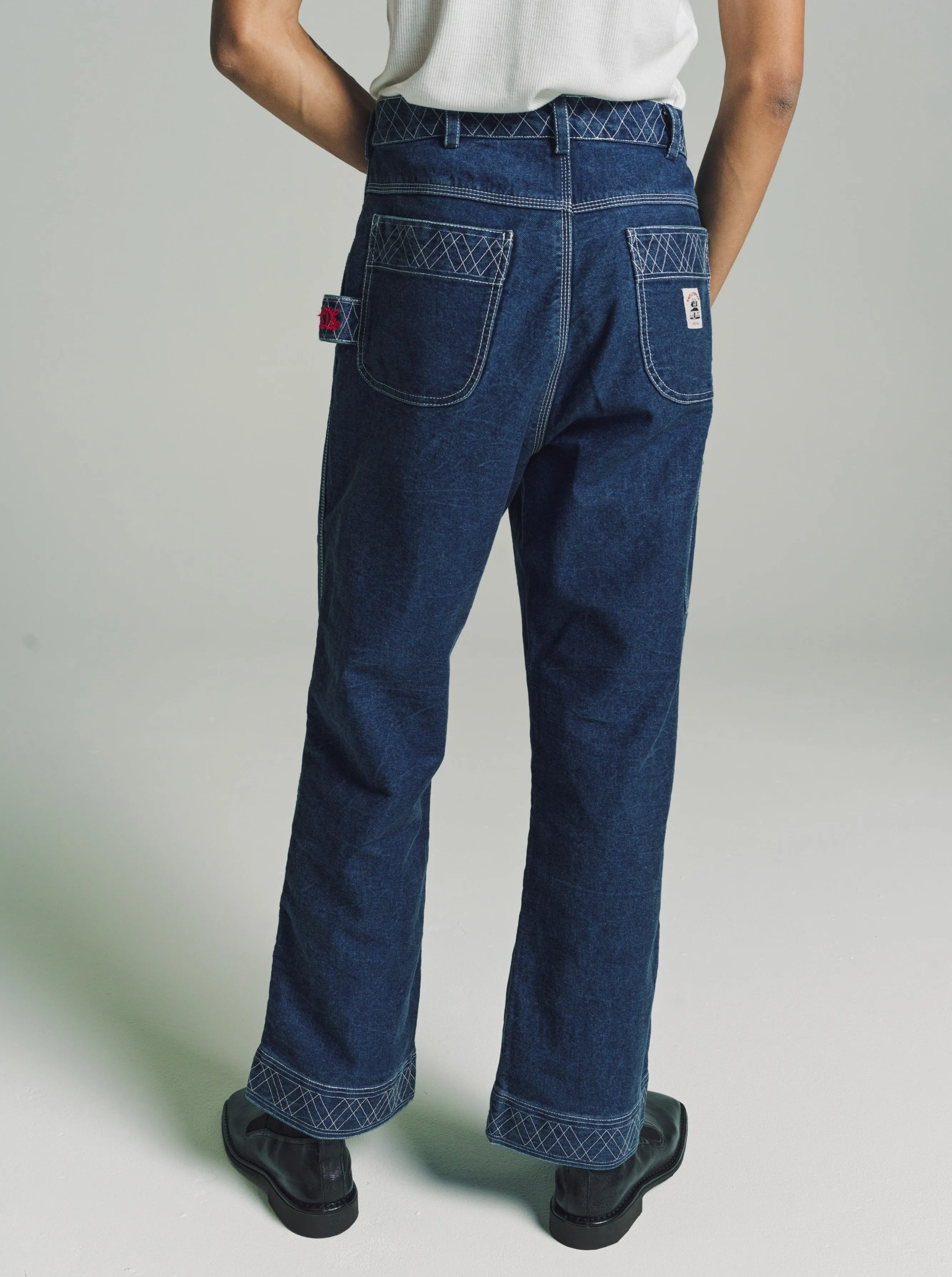 Indigo Embroidered Denim Knolly Brook Trousers