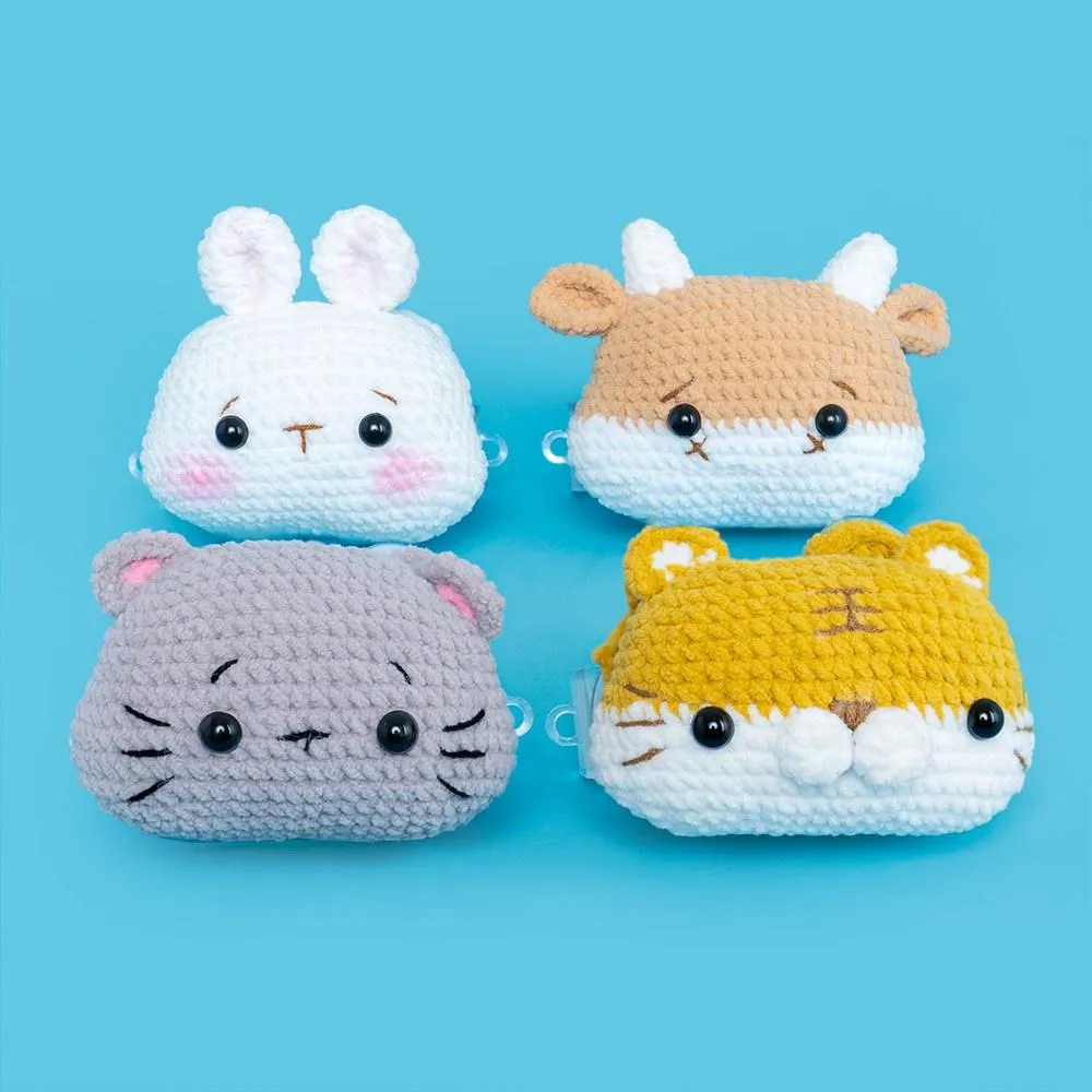 Intermediate Animals Tiger Cow Mouse Rabbit Phone Holder Crochet Kit