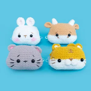 Intermediate Animals Tiger Cow Mouse Rabbit Phone Holder Crochet Kit