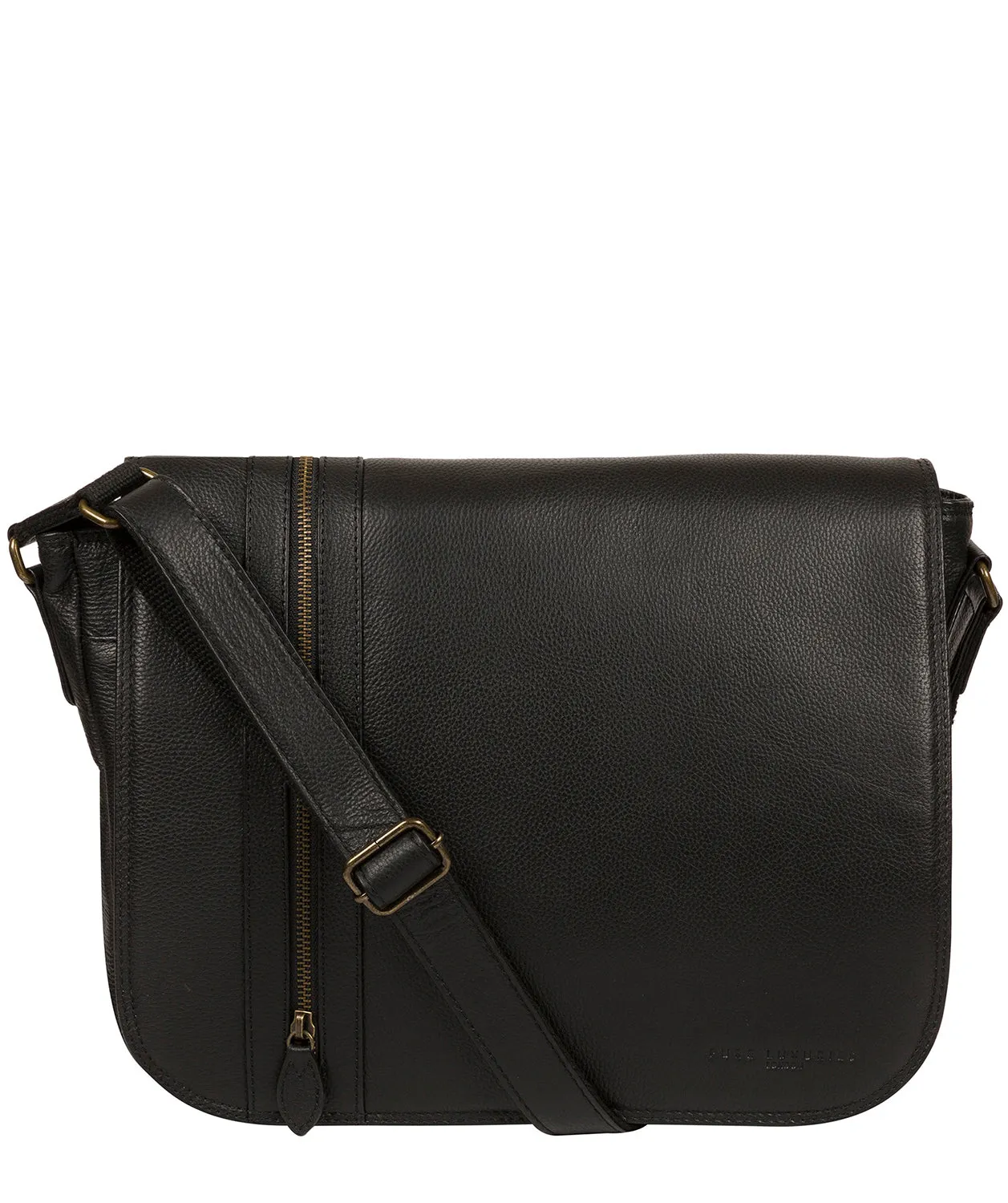 'Jefferson' Black Leather Messenger Bag