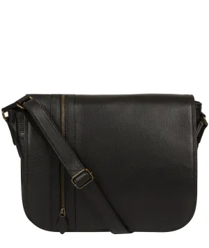 'Jefferson' Black Leather Messenger Bag