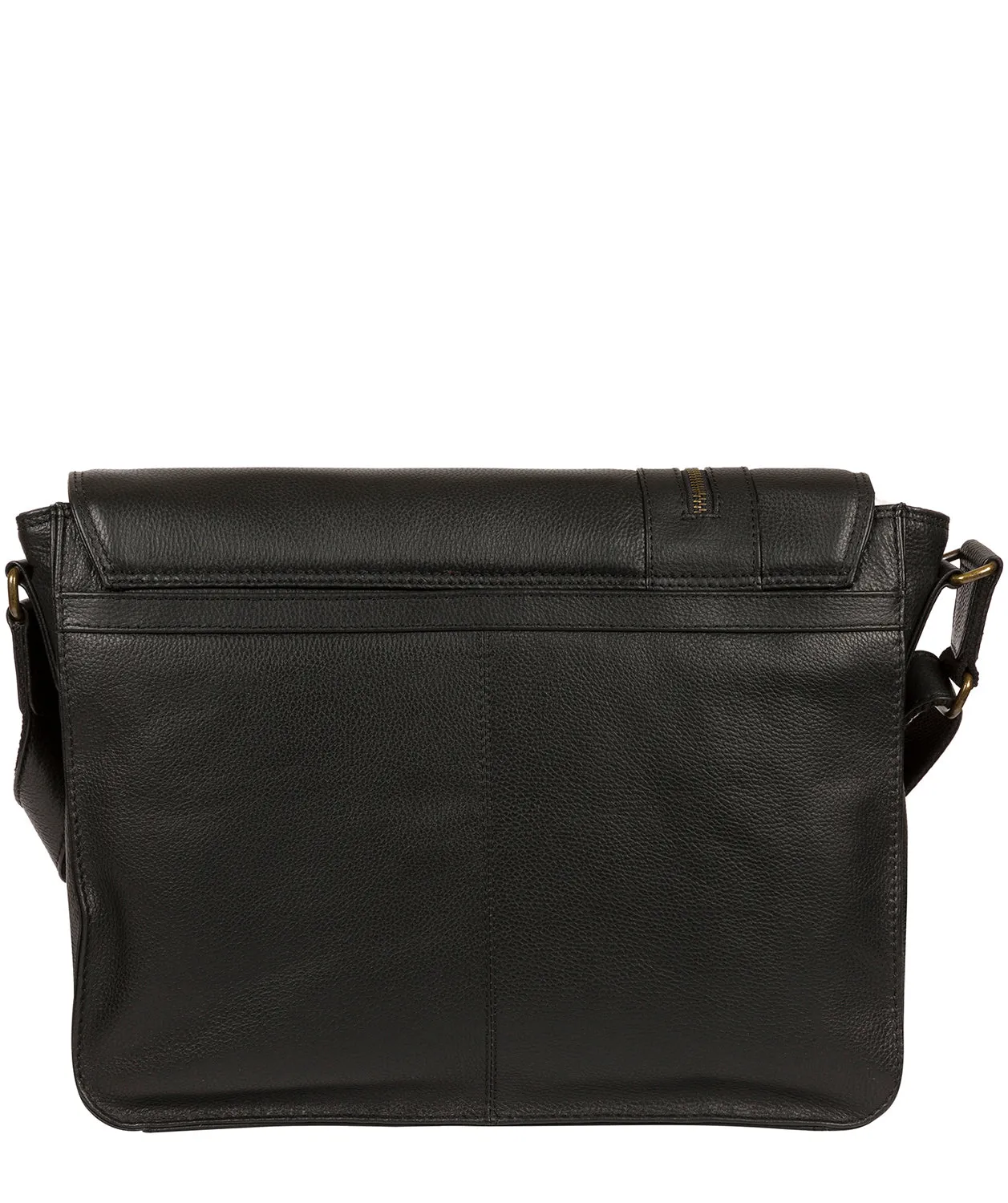 'Jefferson' Black Leather Messenger Bag