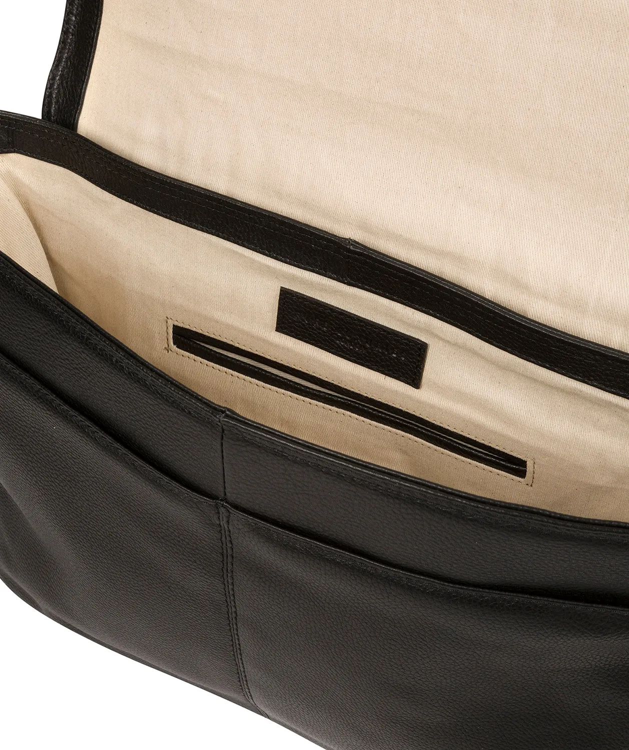 'Jefferson' Black Leather Messenger Bag