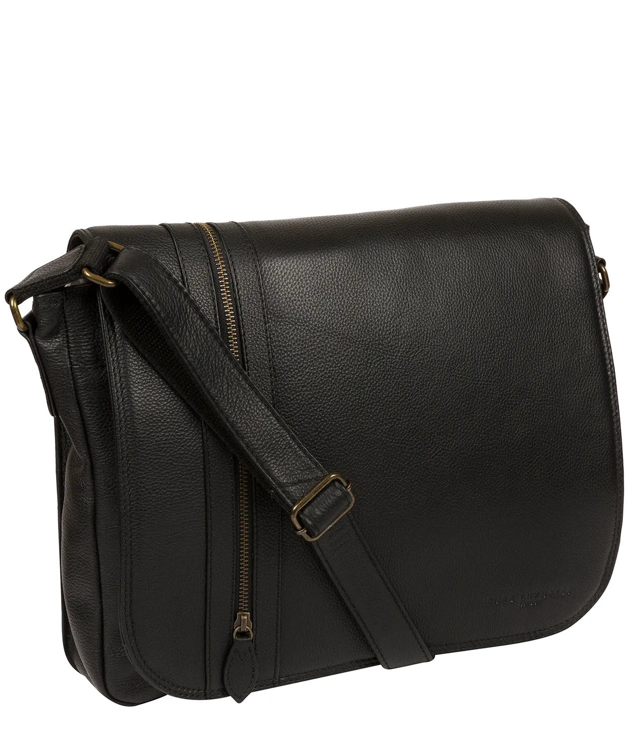 'Jefferson' Black Leather Messenger Bag