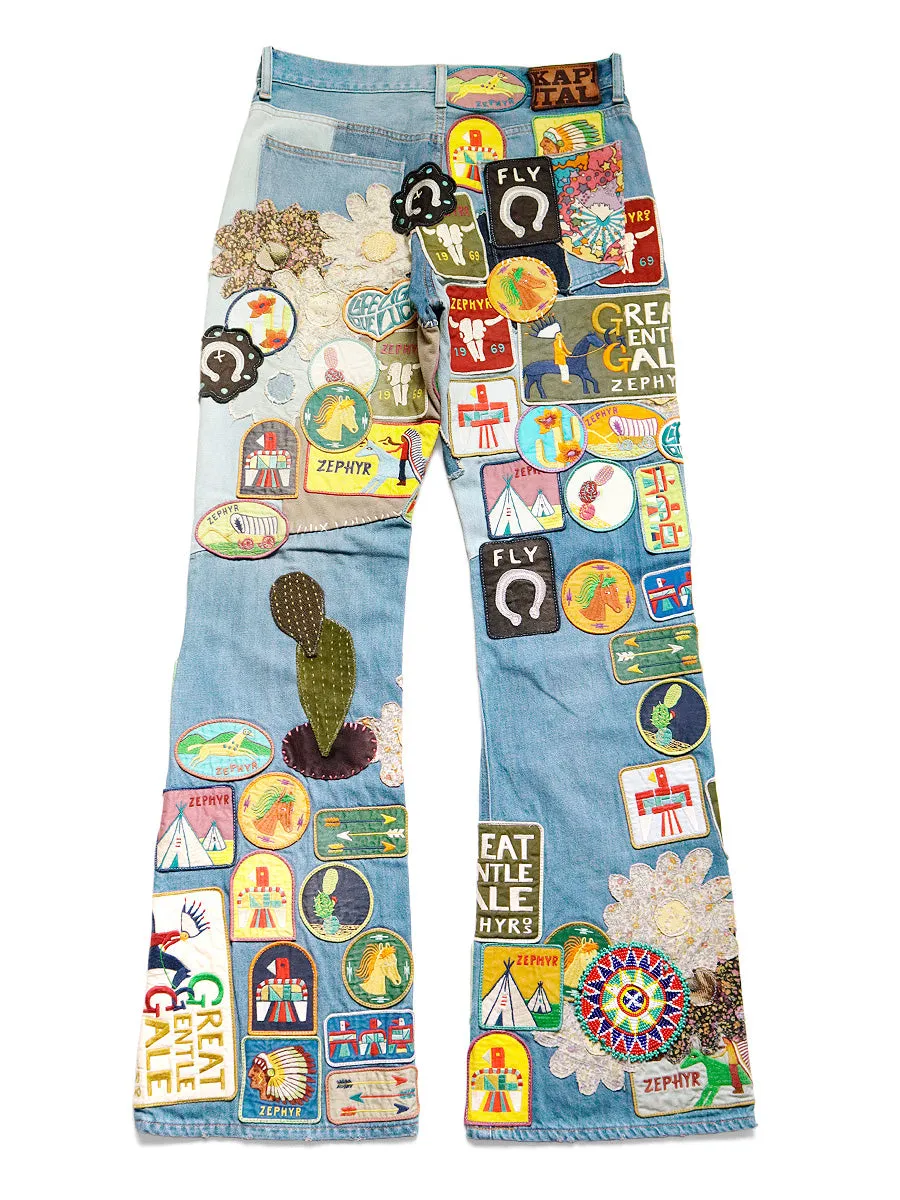 Kapital 12.5oz Denim 5P RAT Flare Pants (ZEPHYROS INSANE Remake) - Indigo