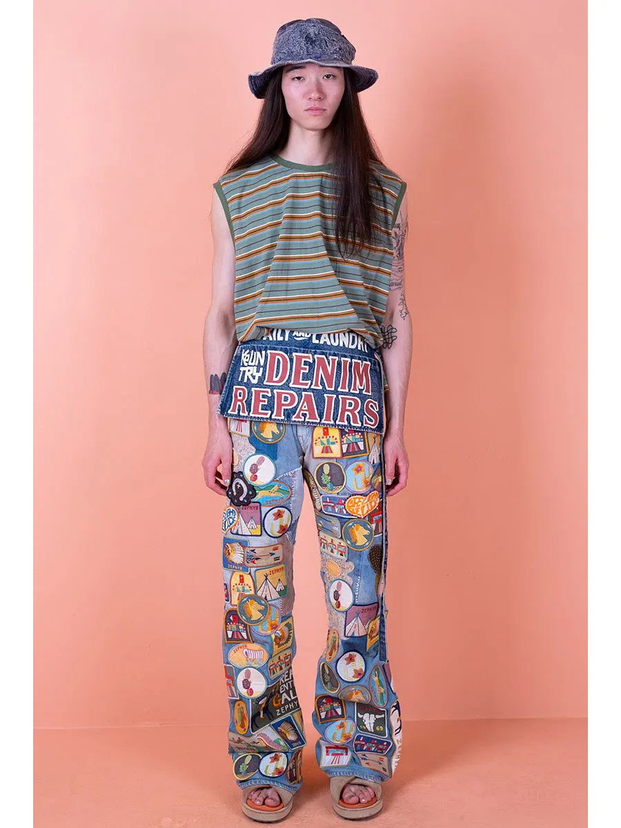 Kapital 12.5oz Denim 5P RAT Flare Pants (ZEPHYROS INSANE Remake) - Indigo