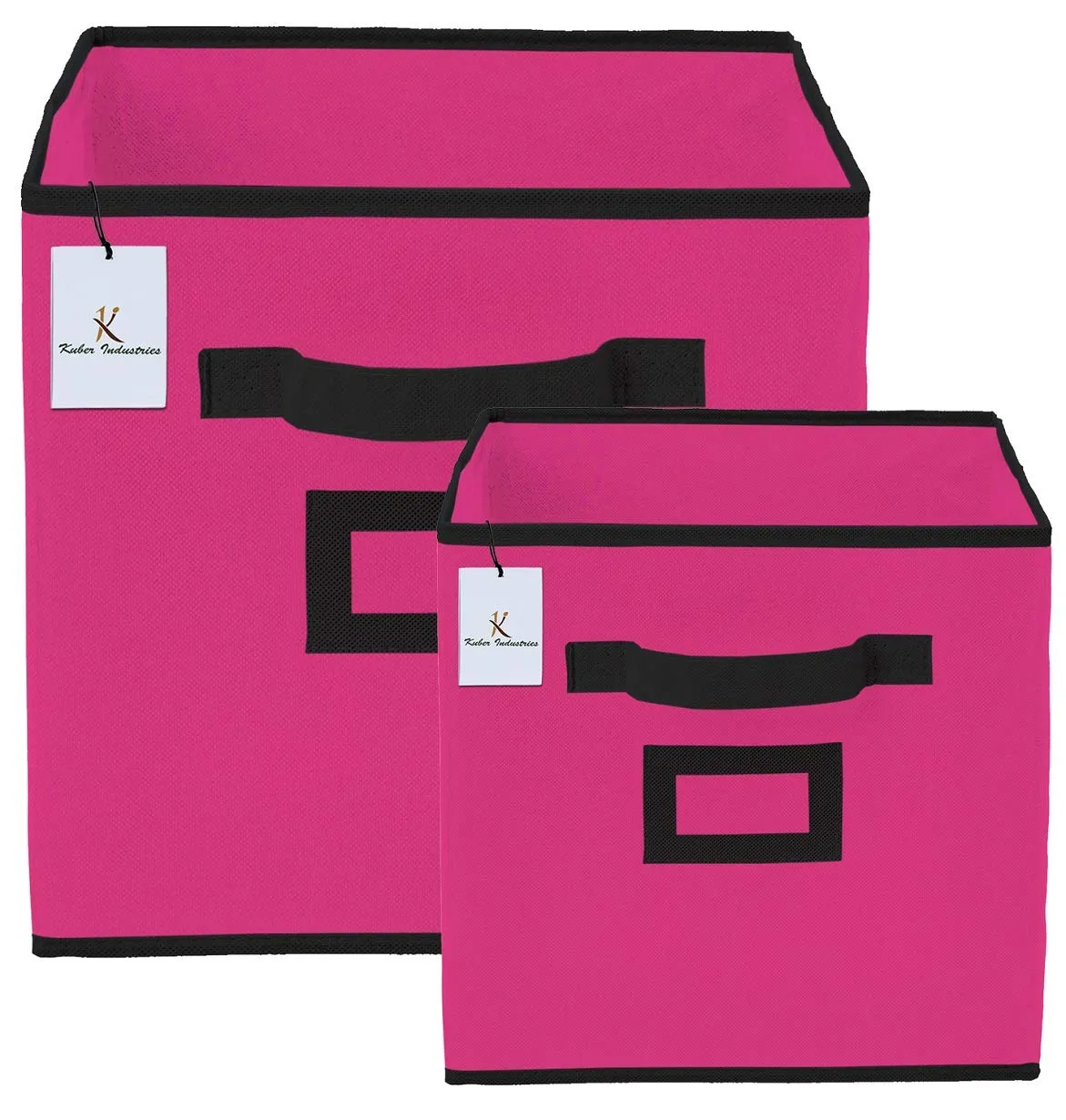 Kuber Industries Non Woven Foldable Storage Organiser Cubes/Boxes CTKTC035308 (Pink, Small and Large) - 2 Pieces