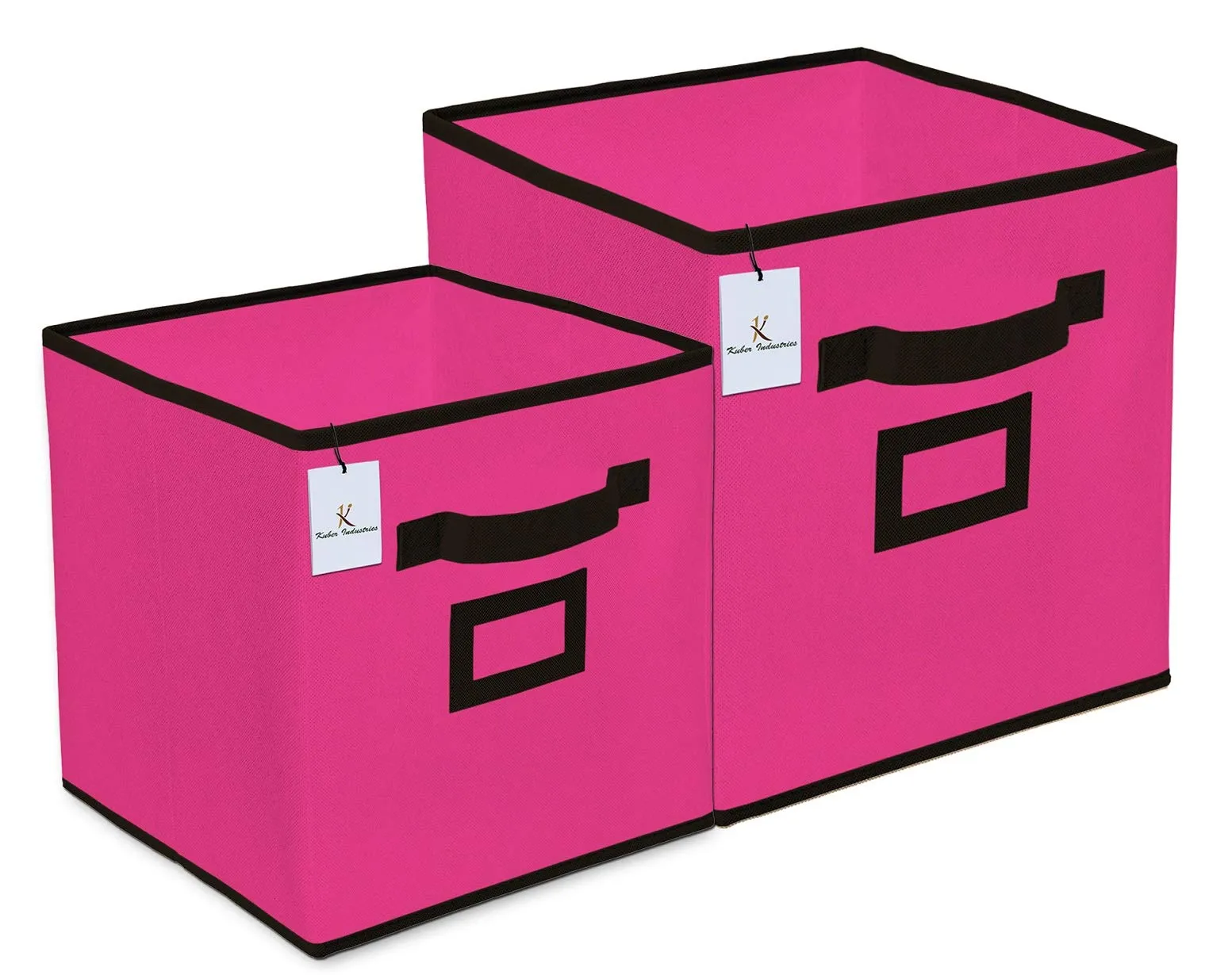 Kuber Industries Non Woven Foldable Storage Organiser Cubes/Boxes CTKTC035308 (Pink, Small and Large) - 2 Pieces