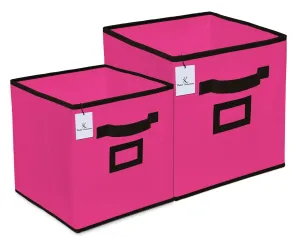 Kuber Industries Non Woven Foldable Storage Organiser Cubes/Boxes CTKTC035308 (Pink, Small and Large) - 2 Pieces