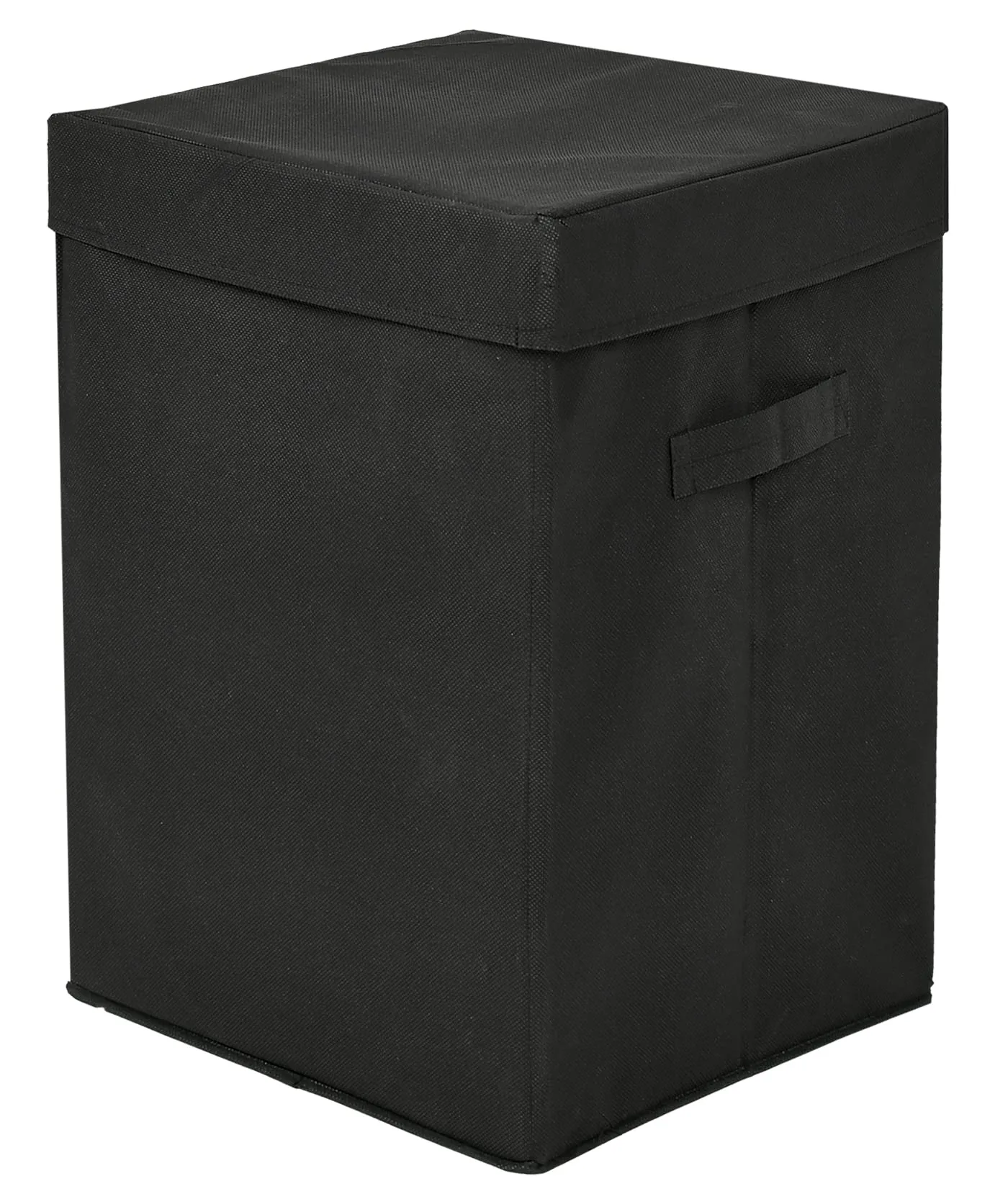 Kuber Industries Non-Woven Laundry Basket, Clothes Hamper For Laundry Closet, Bedroom, Bathroom With Lid & Handles- Pack of 2 (Black)-44KM0192