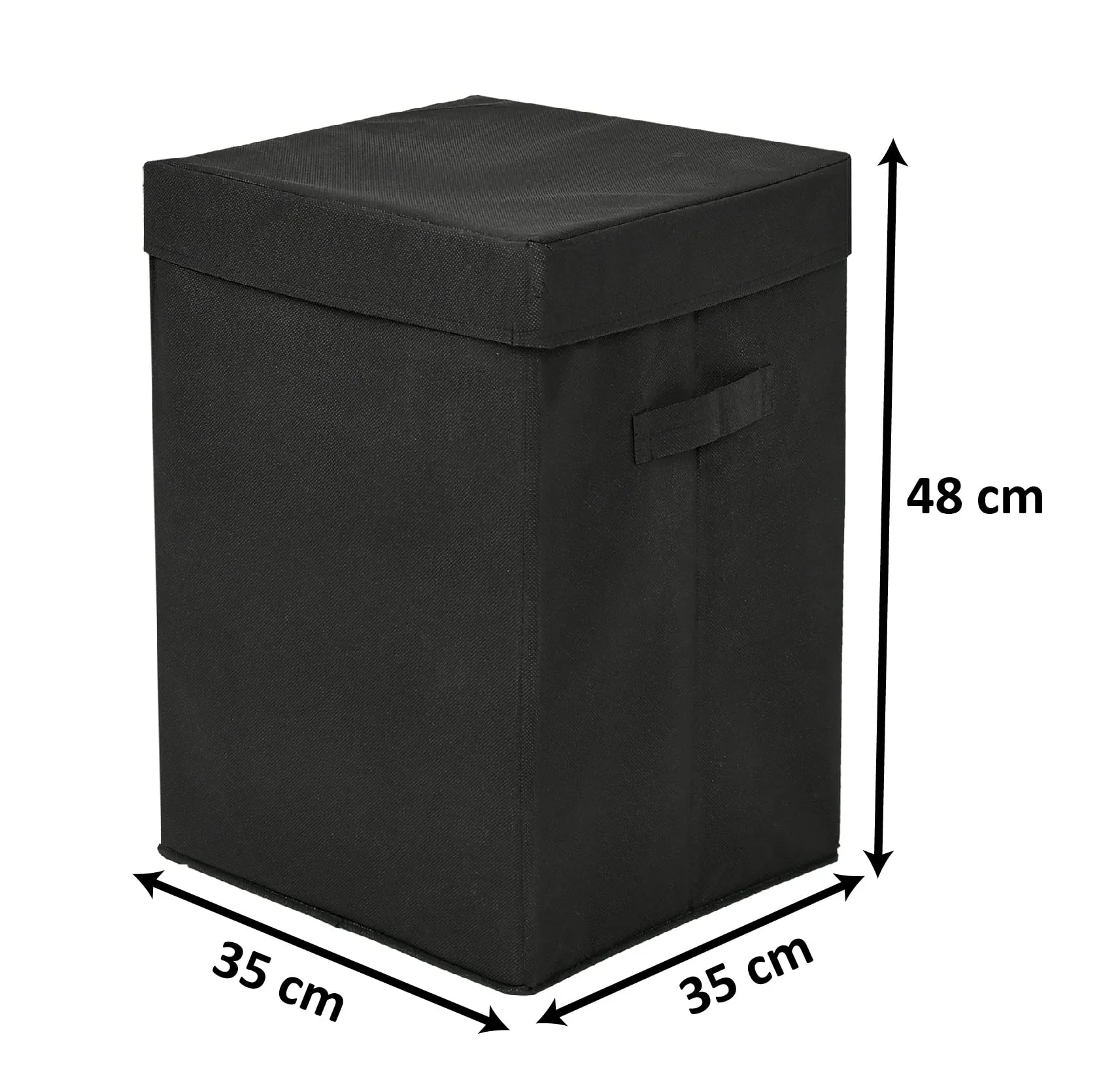 Kuber Industries Non-Woven Laundry Basket, Clothes Hamper For Laundry Closet, Bedroom, Bathroom With Lid & Handles- Pack of 2 (Black)-44KM0192