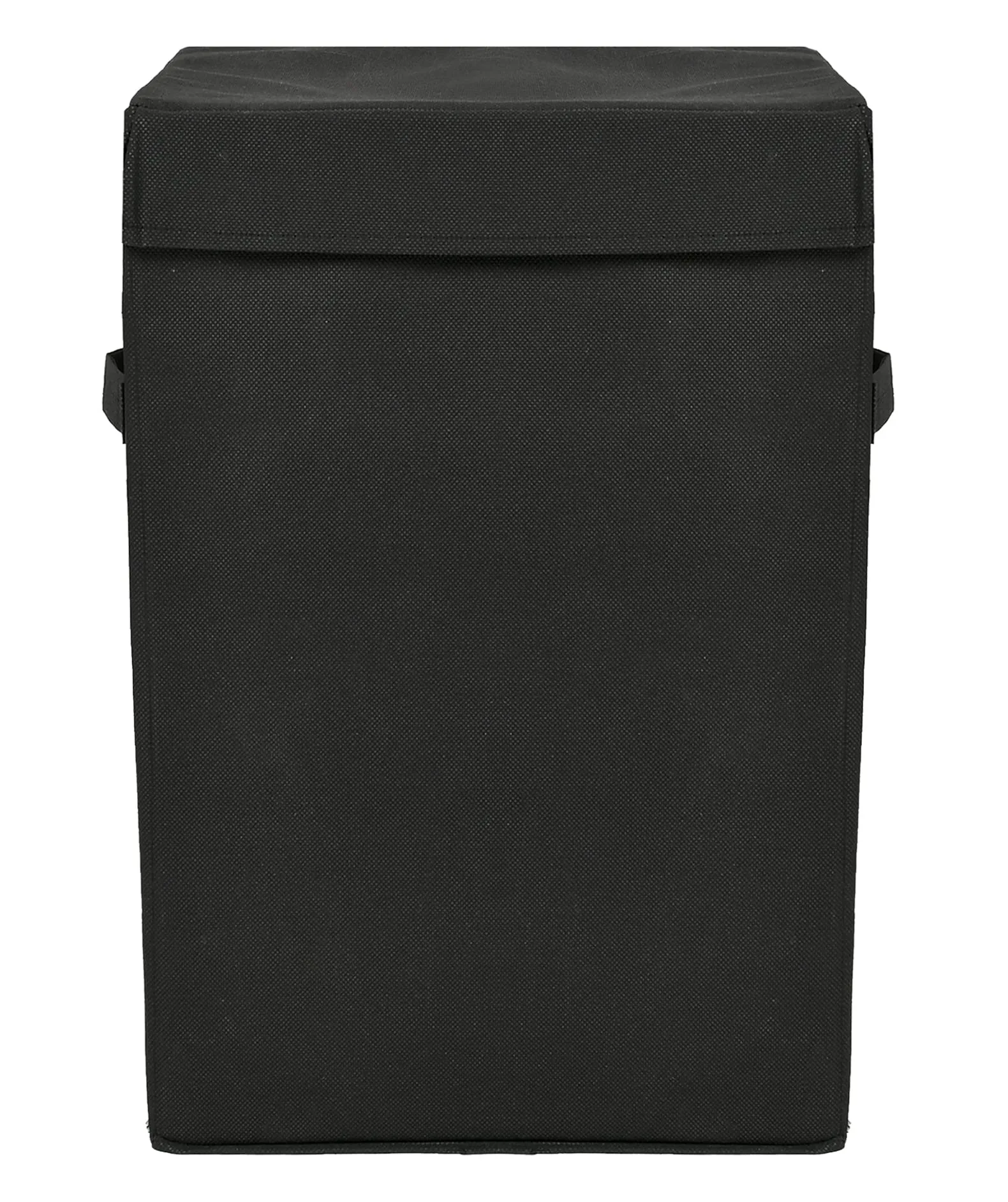 Kuber Industries Non-Woven Laundry Basket, Clothes Hamper For Laundry Closet, Bedroom, Bathroom With Lid & Handles- Pack of 2 (Black)-44KM0192